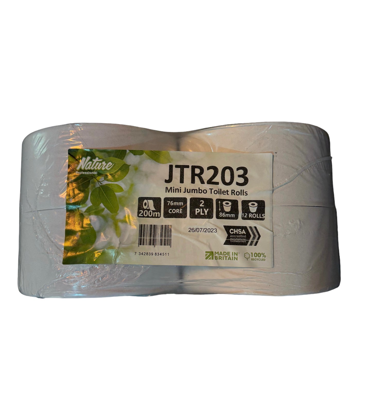 200m Mini Jumbo Toilet Rolls (76mm core)